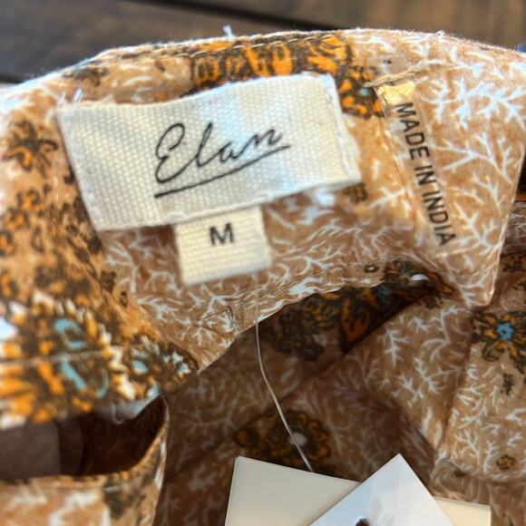 Elan Floral V Neck Cotton Mini Dress Boho Grandma Flowy NEW Size Medium - Picture 7 of 8